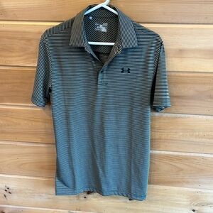 Like new black & gray striped Under Armour golf shirt size S